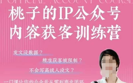 桃子IP公众号内容获客训练营(第3期)，一门让你公众号从0到商业闭环的课程-慧创网