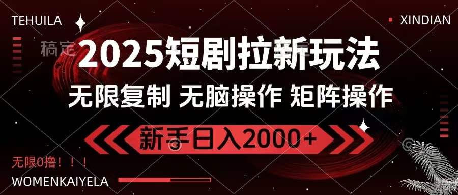 （14429期）2025短剧拉新玩法，无需注册登录，无限0撸，无脑批量操作日入2000+-慧创网