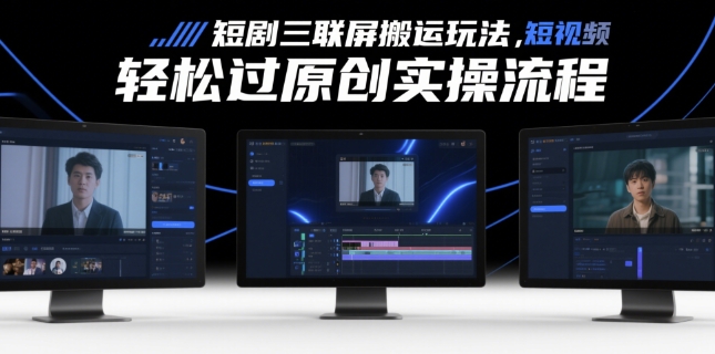 短剧三联屏搬运玩法，短剧搬运轻松过原创实操流程-慧创网