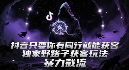 抖音只要你有同行就能获客，独家野路子获客玩法，暴力截流【揭秘】-慧创网