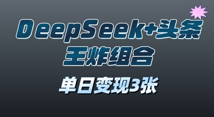 2025年DeepSeek+头条王炸组合，单日变现3张-慧创网