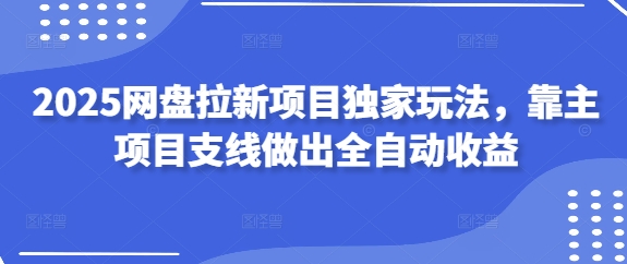 2025网盘拉新项目独家玩法，靠主项目支线做出全自动收益-慧创网