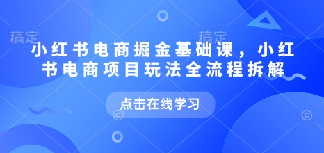 小红书电商掘金课，小红书电商项目玩法全流程拆解-慧创网