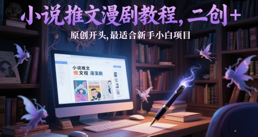 小说推文漫剧教程，二创+原创开头，最适合新手小白项目-慧创网
