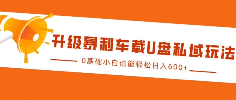 升级暴利车载U盘私域玩法，0基础小白也能轻松日入多张【揭秘】-慧创网