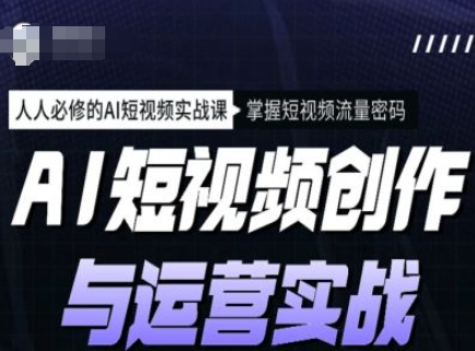 AI短视频创作与运营实战课程，人人必修的AI短视频实战课，掌握短视频流量密码-慧创网