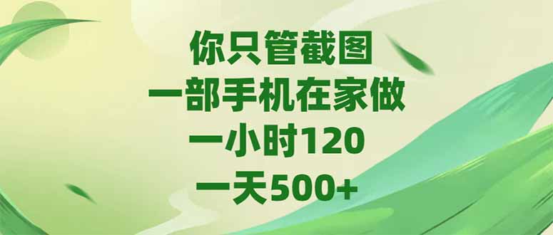 （15039期）你只管截图，一部手机在家做，一小时120，-天500+-慧创网