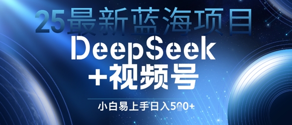 25最新蓝海项目DeepSeek+视频号，小白易上手日入几张-慧创网