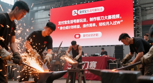 支付宝生活号新玩法，制作锻刀大赛视频，挣分成计划收益，操作简单，轻松月入过W-慧创网