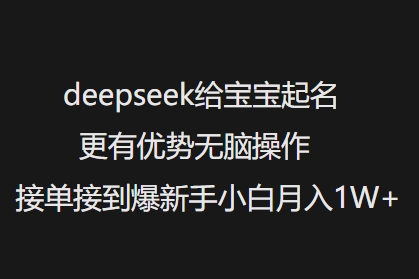 deepseek给宝宝起名更有优势无脑操作接单接到爆新手小白月入1W+-慧创网