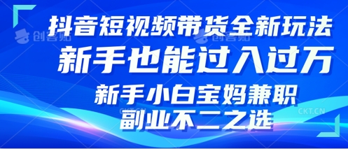 抖音短视频带货全新升级玩法，小白也能月入过W，适合新手宝妈兼职副业的不二之选!-慧创网