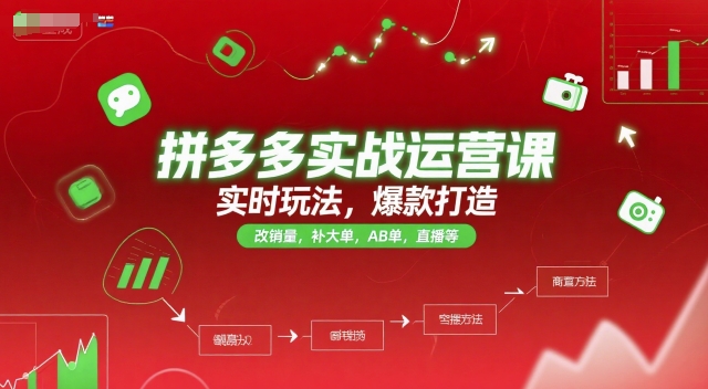 拼多多实战运营课，实时玩法，爆款打造，改销量，补大单，AB单，直播等（更新2025月）-慧创网