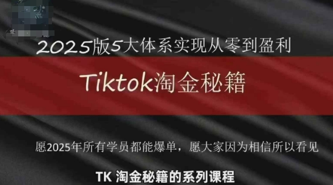 TikTok跨境2025淘金秘籍，​2025TikTok从0到盈利变现-慧创网