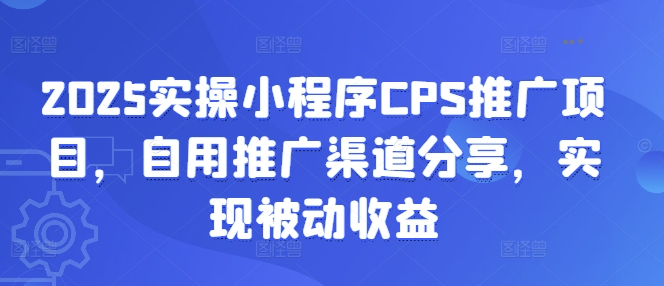 2025实操小程序CPS推广项目，自用推广渠道分享，实现被动收益-慧创网
