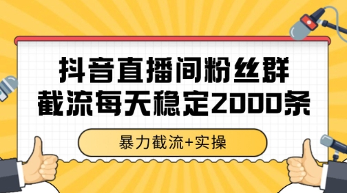 抖音直播间粉丝群暴力截流，一台电脑每天稳定2000条数据【揭秘】-慧创网