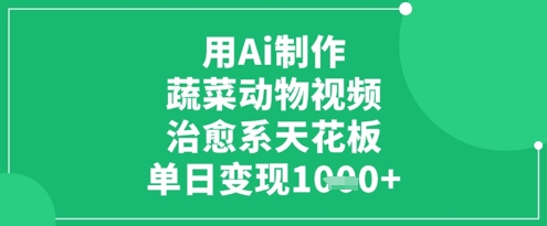 用Ai制作蔬菜动物视频，治愈系天花板，单日变现1k-慧创网