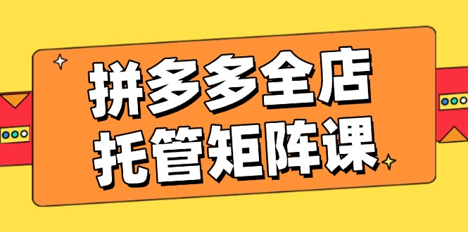 （14328期）拼多多全店托管矩阵课，盈利动销玩法，高效计划设置，提升店铺效益-慧创网