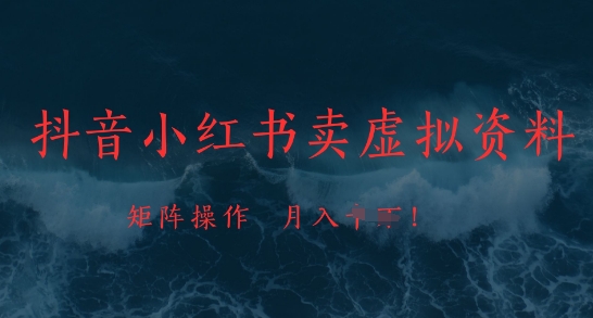 抖音小红书卖虚拟资料，市场需求一直存在，矩阵操作，月入1w+-慧创网