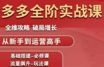 拼多多全阶实战课程，全维攻略，破局增长，从新手到运营高手-慧创网