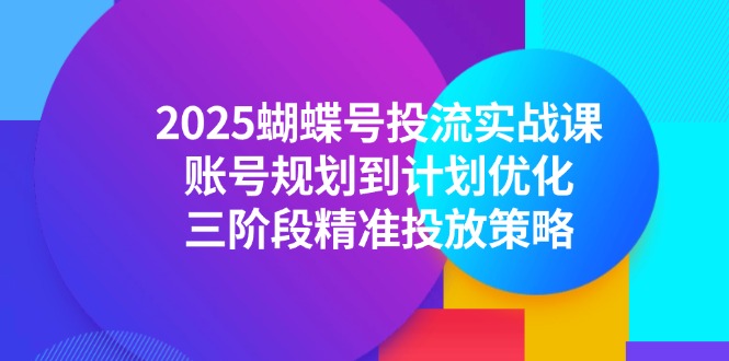 （14987期）2025蝴蝶号投流实战课，账号规划到计划优化，三阶段精准投放策略-慧创网