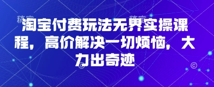 淘宝付费玩法无界实操课程，高价解决一切烦恼，大力出奇迹-慧创网