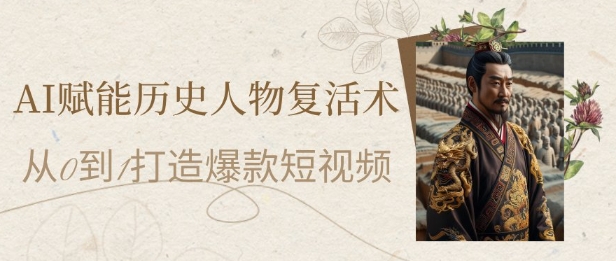 AI赋能历史人物复活术：从0到1打造爆款短视频，7天涨粉10W，小白也能月入过1W-慧创网