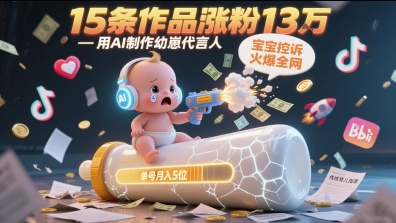 用AI制作幼崽代言人，宝宝的控诉火爆全网，15条作品涨粉13W，单号月入5位数实操教程-慧创网