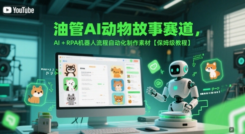 油管AI动物故事赛道，AI+RPA机器人流程自动化制作素材【保姆级教程】-慧创网