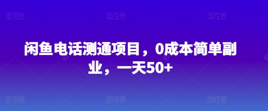 闲鱼电话测通项目，0成本简单副业，一天50+-慧创网