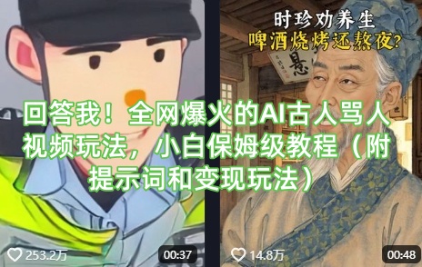 回答我！全网爆火的AI古人骂人视频玩法，小白保姆级教程（附提示词和变现玩法）-慧创网