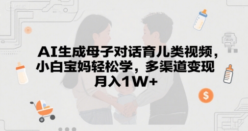 AI生成母子对话育儿类视频，小白宝妈轻松学，多渠道变现，月入1W+-慧创网