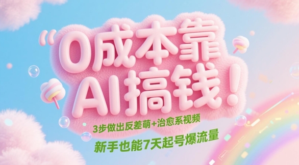 0成本靠AI搞钱！3步做出反差萌+治愈系视频，新手也能7天起号爆流量-慧创网