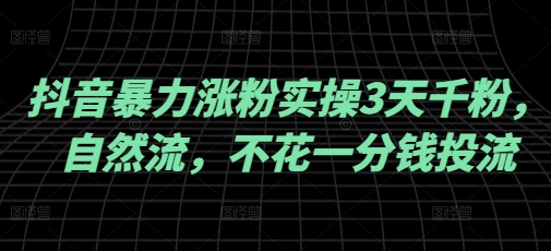 抖音暴力涨粉实操3天千粉，自然流，不花一分钱投流，实操经验分享-慧创网