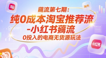 薅流第七期：纯0成本淘宝推荐流-小红书薅流最新版目，0投入的电商无货源玩法（附赠往期）-慧创网