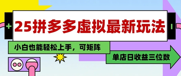 25最新拼多多虚拟电商，单店日入3位数，小白也能快速上手，保姆级教程-慧创网