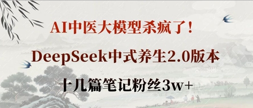 AI中医大模型杀疯了！DeepSeek中式养生2.0版本，十几篇笔记粉丝3w+-慧创网