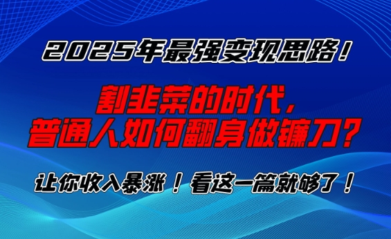 2025年最强变现思路，割韭菜的时代， 普通人如何翻身做镰刀？【揭秘】-慧创网