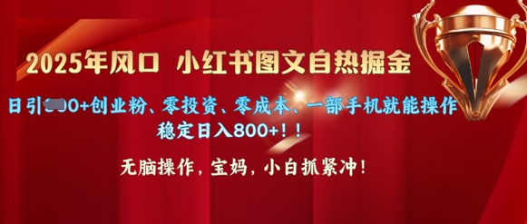 25年风口小红书图文掘金，日引300+创业粉、零投资、零成本、一部手机就能操作-慧创网