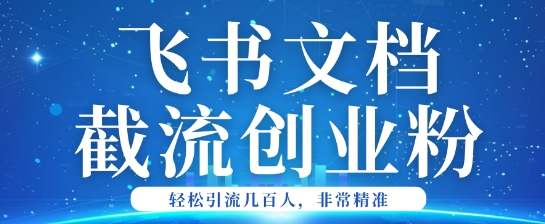 利用飞书文档截流创业粉轻松引流200+-慧创网