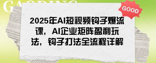 2025年AI短视频钩子爆流课，AI企业矩阵盈利玩法，钩子打法全流程详解-慧创网