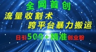 全网流量收割术：跨平台暴力搬运，日引500+精准创业粉-慧创网