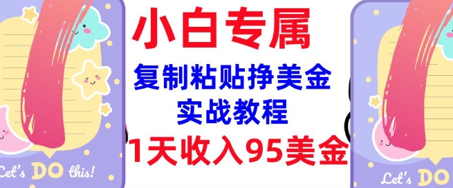 复制粘贴挣美金，0门槛，1天收入95美刀，3分钟学会，内部教程(首次公开)-慧创网