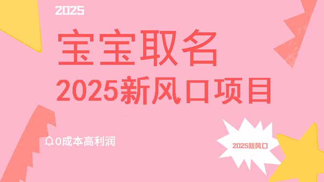 （14593期）2025新风口项目宝宝取名，0成本高利润，附保姆级教程，月入过万不是梦-慧创网