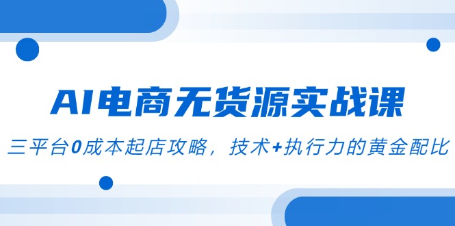 （14982期）AI电商无货源实战课，三平台0成本起店攻略，技术+执行力的黄金配比-慧创网