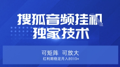 【搜狐音频挂G】独家技术，可矩阵可放大，红利期稳定月入8k【揭秘】-慧创网
