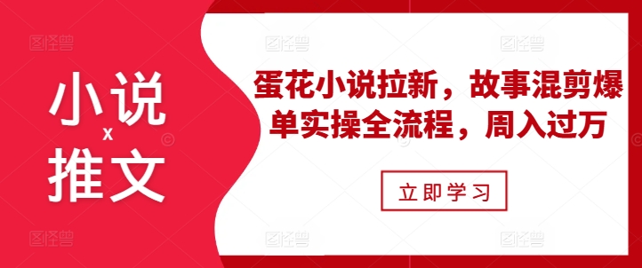 小说推文之蛋花小说拉新，故事混剪爆单实操全流程，周入过万-慧创网