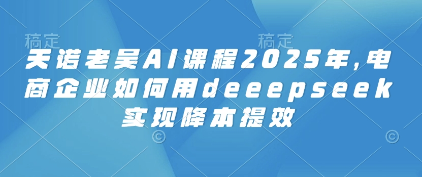 天诺老吴AI课程2025年，电商企业如何用deeepseek实现降本提效-慧创网