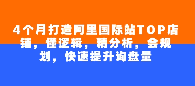 4个月打造阿里国际站TOP店铺，懂逻辑，精分析，会规划，快速提升询盘量-慧创网