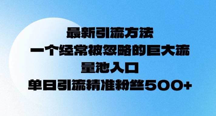 最新引流方法，一个经常被忽略的巨大流量池入口，单日精准引流粉丝500-慧创网
