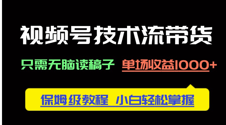 （14476期）视频号技术流带货，只需无脑读稿子，单场收益1000+ 保姆级教程，小白轻…-慧创网